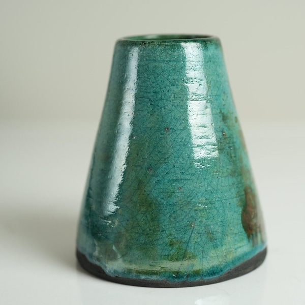 Vase en raku bleu/vert