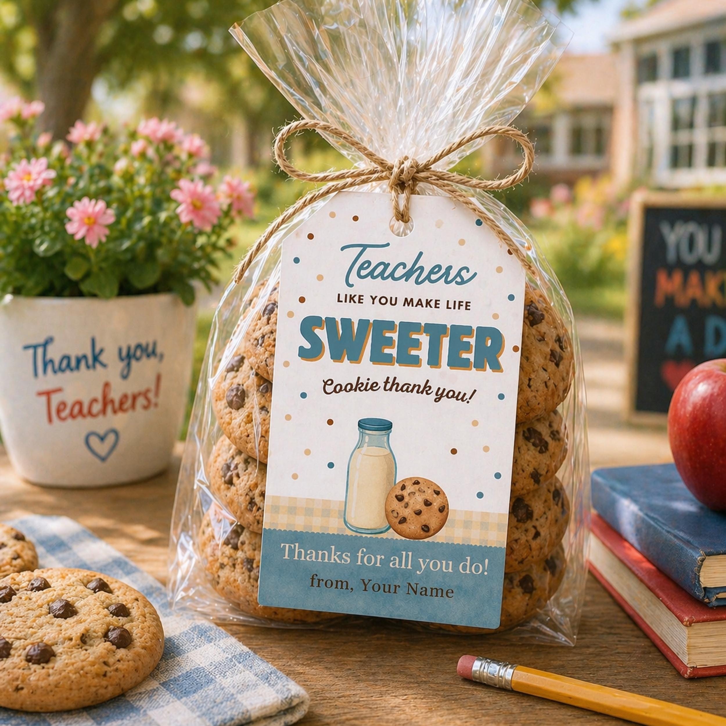 Teacher Appreciation Cookie Gift Tag | Editable Milk and Cookies Thank ...