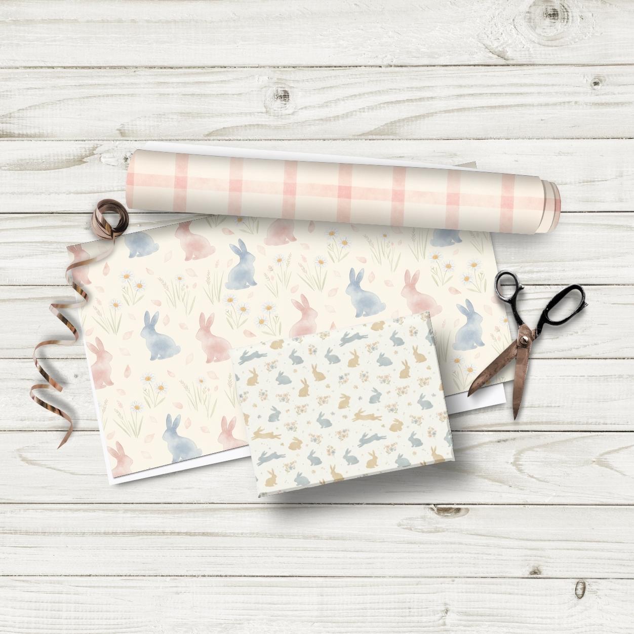 Floral Bunny Scrapbook Paper | Pastel Spring Garden Patterns | Cottage ...