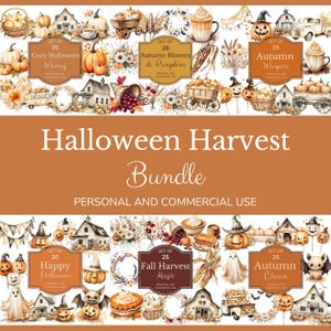 Halloween Harvest Clipart Bundle: Autumn Pumpkin Graphics (Digital Download)