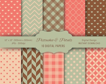 Pistachio & Petals Digital Paper Pack: 10 Pastel Patterns (Instant Download)