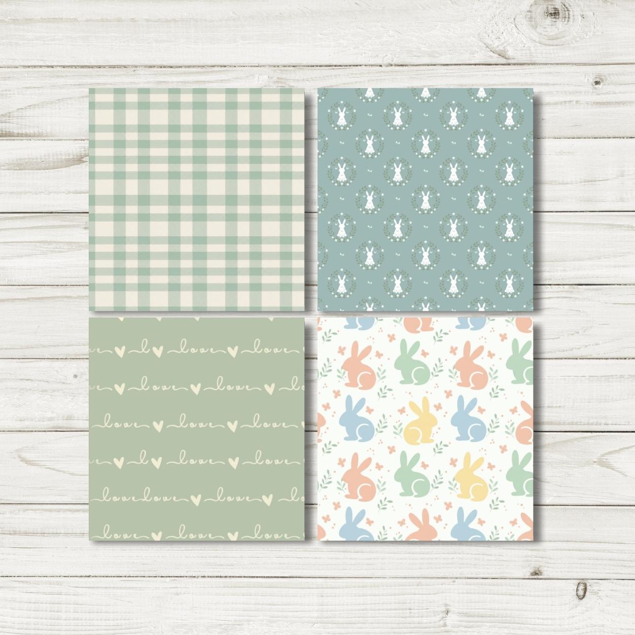 Pastel Bunny Scrapbook Paper | Butterfly Spring Meadow Patterns ...