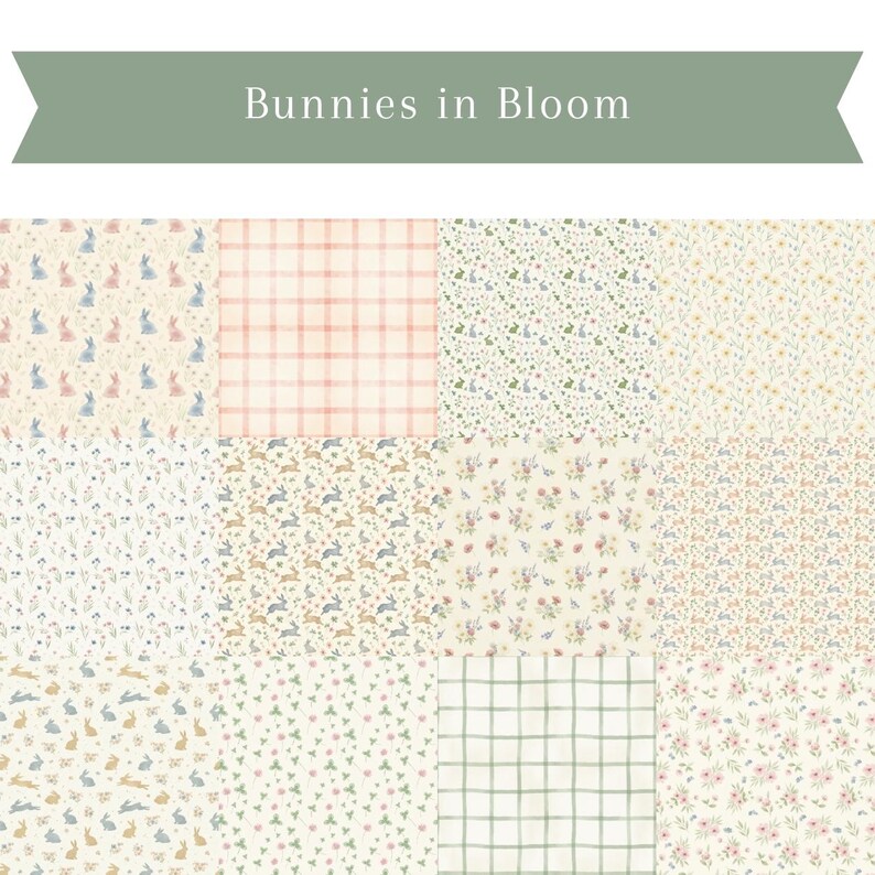 Floral Bunny Scrapbook Paper | Pastel Spring Garden Patterns | Cottage ...