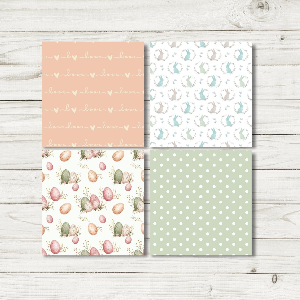 Pastel Bunny Scrapbook Paper | Butterfly Spring Meadow Patterns ...