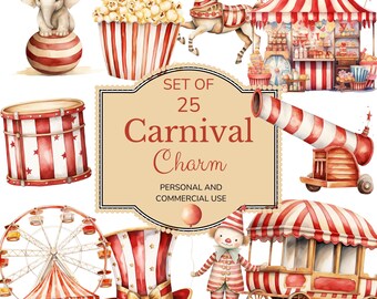 Whimsical Carnival Clipart: Circus DIY Craft Images (PNG)