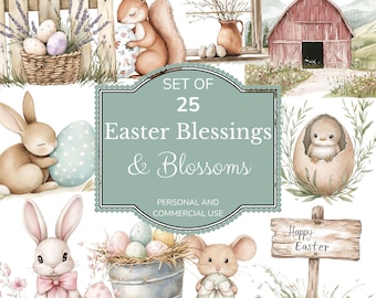 Easter Clipart Bundle: Spring Animals & Eggs PNGs (Digital Download)