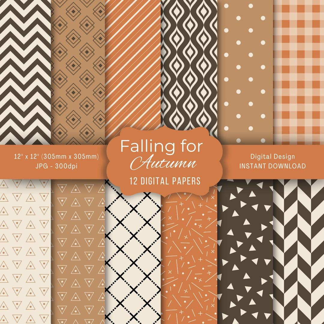 Autumn Digital Paper Pack: 12 Seamless Fall Patterns (instant Download ...