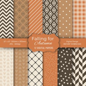 Falling for Autumn Digital Paper Pack | 12 Seamless Patterns | Fall Scrapbooking, Invitations, Crafts | Instant Download
