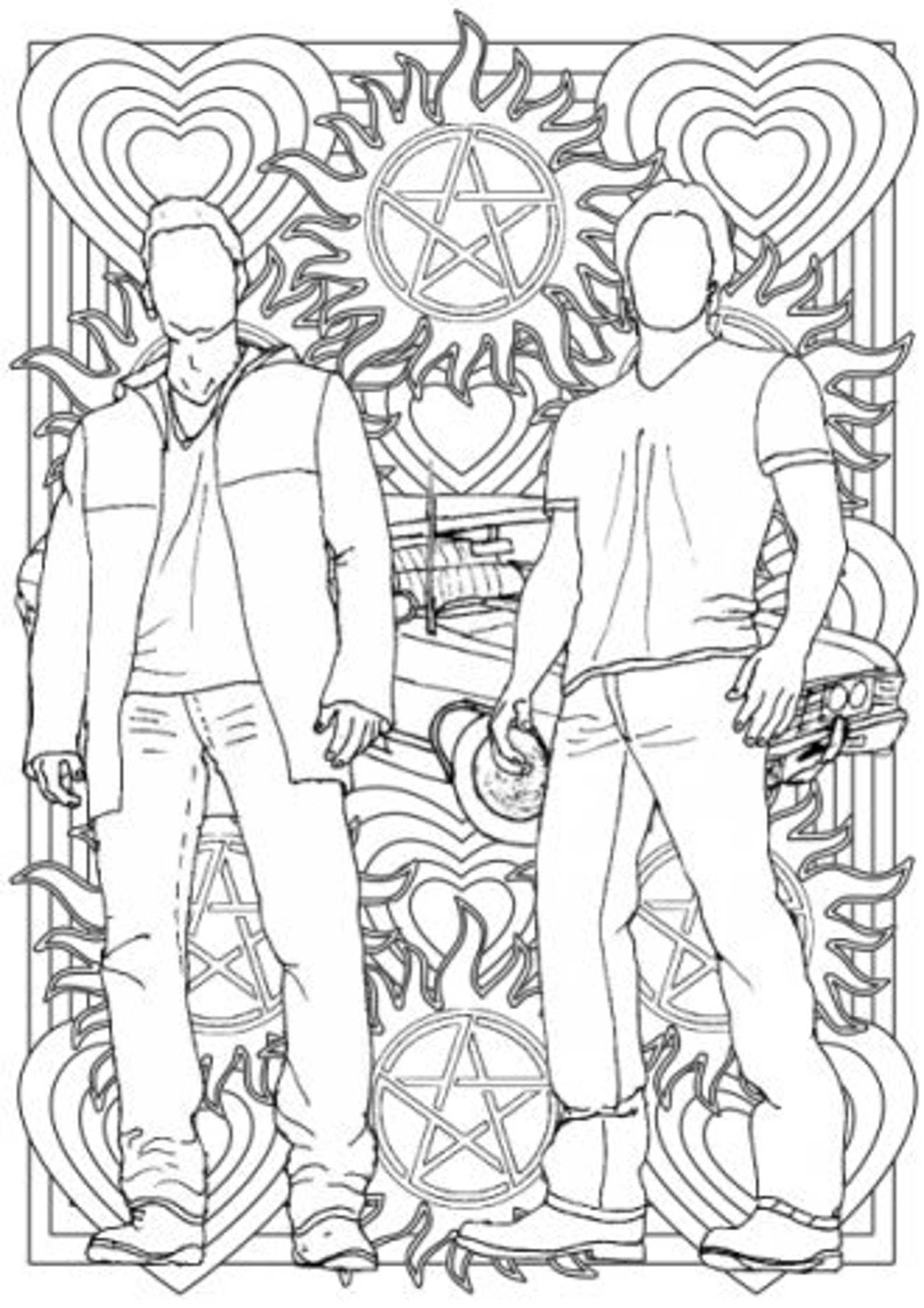 Supernatural Colouring for Grown-ups Sam and Dean Winchester - Etsy