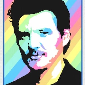 Pedro Pascal Pastel and Silhouette Cross Stitch Pattern
