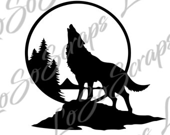 Wolf Howling At Moon Etsy