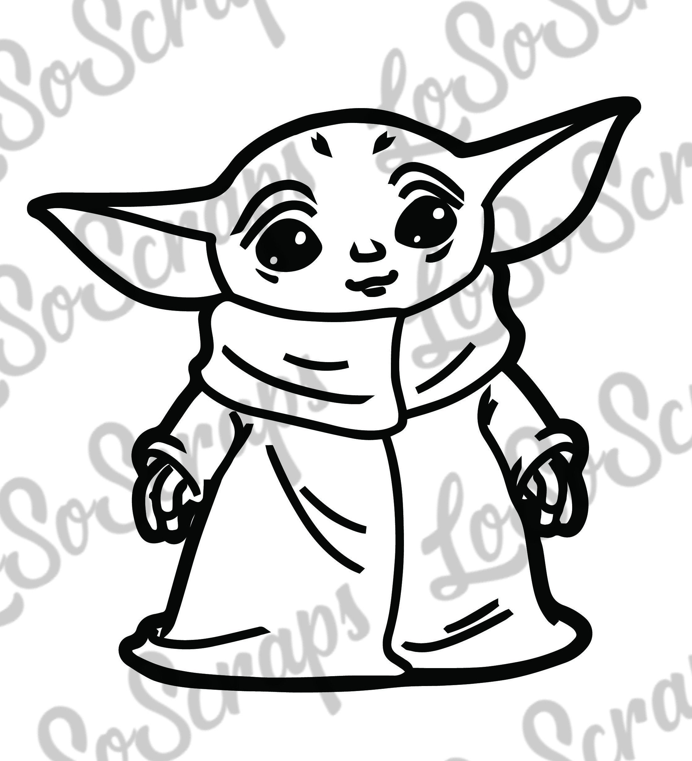 Download Baby Yoda outline SVG PNG JPG Instant download for cricut ...