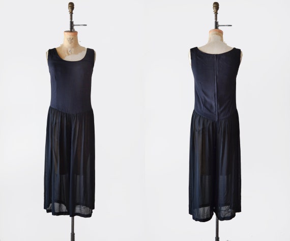 SALE Hop Skip Jumpsuit / 1990s vintage black gauze