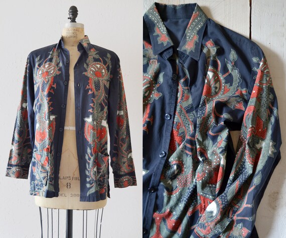 1970s Cotton Shirt Jacket / vintage chore coat