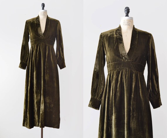 olive green velvet dress