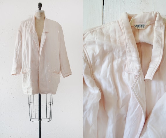 1980s Pastel Silk Quilted Jacket / vintage oversiz