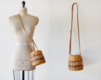 Tuesday Picnic Basket Purse / vintage wicker basket crossbody
