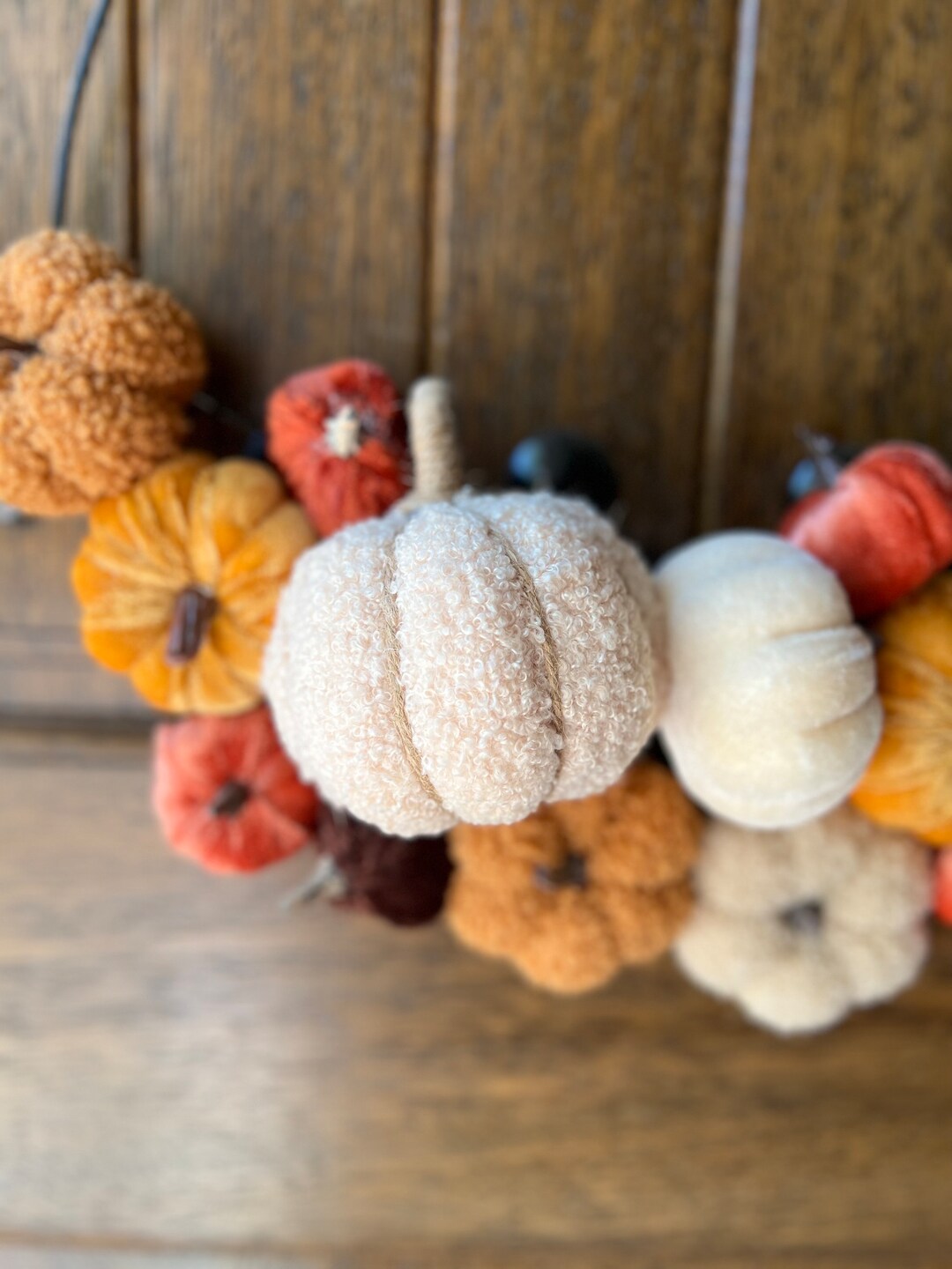 Fall Pumpkin Wreath 17 Sherpa Pumpkins Velvet Pumpkin Etsy