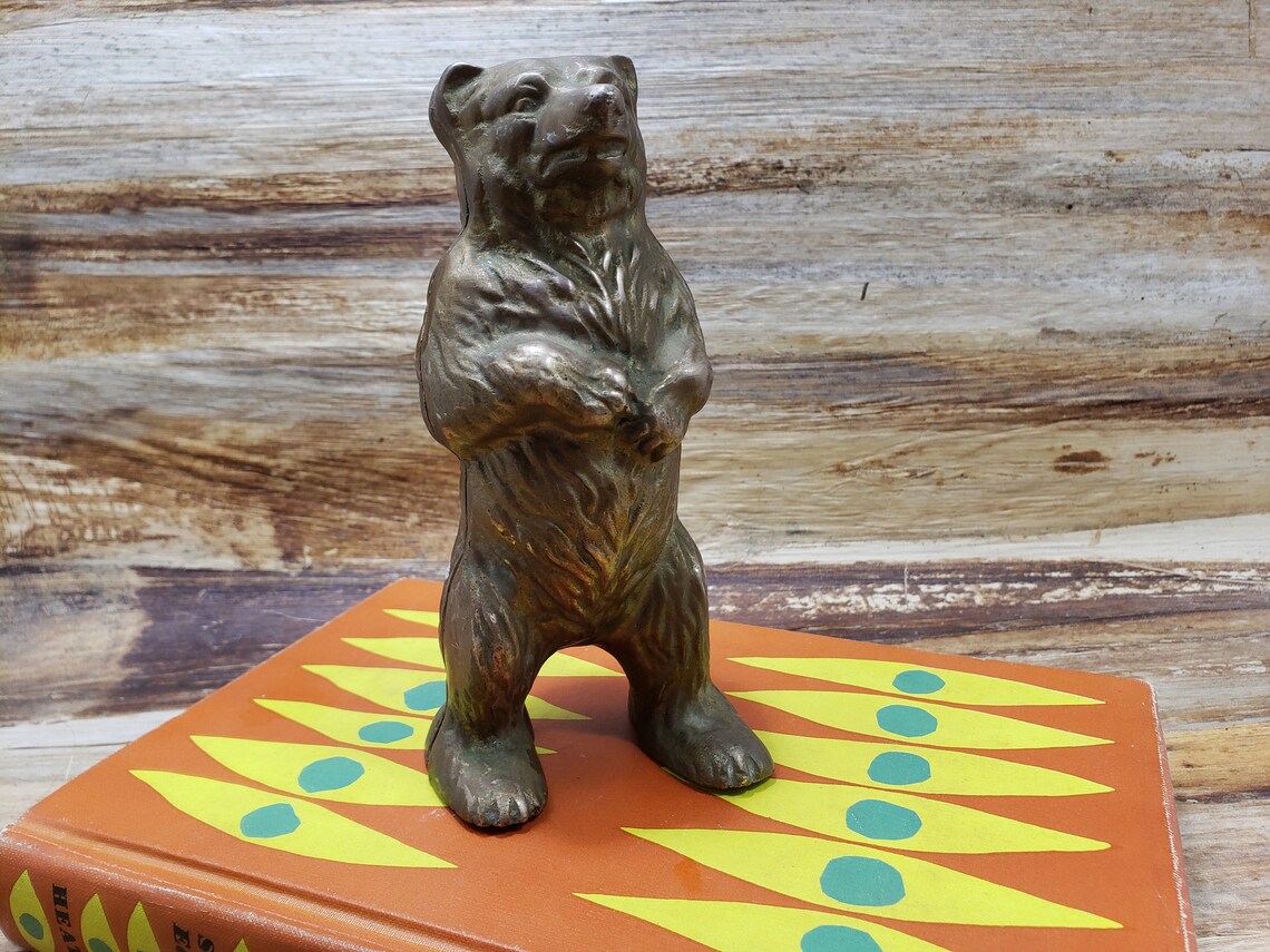 Vintage Brass Bear Money Bank 1940s vintage bear bank Etsy