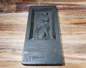 Cast Iron  Felis Domestica , domestic cat wall plaque, Heavy 1970s