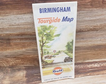 Birmingham Tour gide map 1966 vintage map guide
