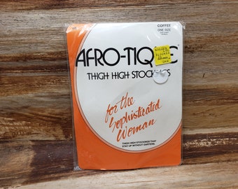 Vintage Afro-Tique, thigh high stockings for the sophisticated woman, 1970s