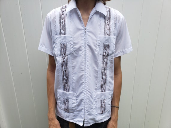 Vintage Mens shirt, zip up, size S guayabera - image 1