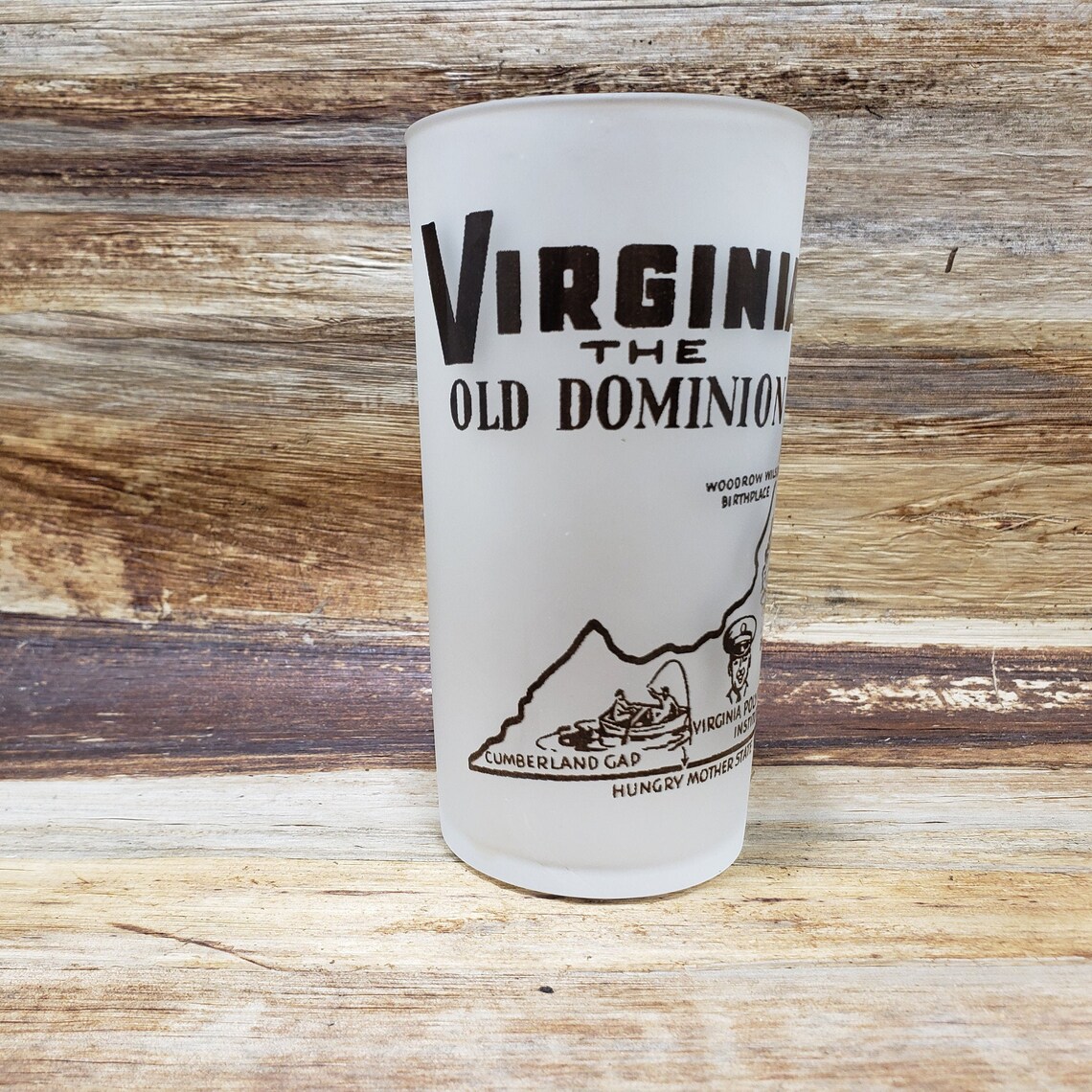 Virginia State Souvenir Glass Frosted State Glass Hazel Etsy