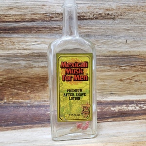 Mexicalli musk for Men,with plastic worm, RARE. premium aftershave lotion, empty jar only, 1980
