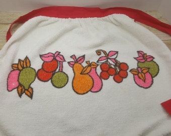 Retro Terry Cloth Apron, 1970s, vintage apron