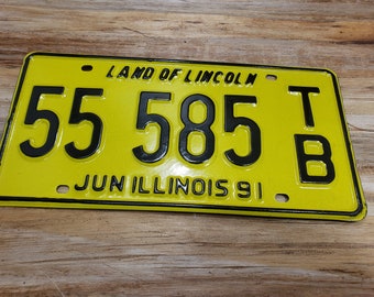 Vintage License Plate Illinois June 1991, chicago plate