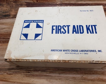 Vintage White Cross First Aid Kit, rusty and crusty