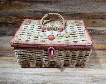 Small Sewing Basket, 1980s vintage sewing basket