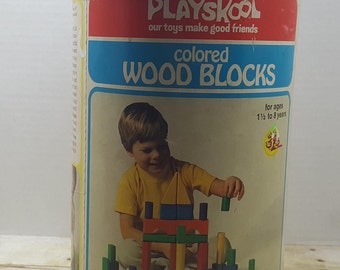 Playskool colored Wooden Blocks, 1976, vintage toy