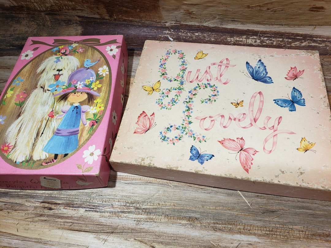 Set of 2 Vintage Empty Card Boxes , 1960s READ DESCRIPTIONS Etsy