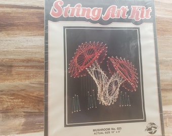 Vintage String art Kit, 1970s . Mushrooms