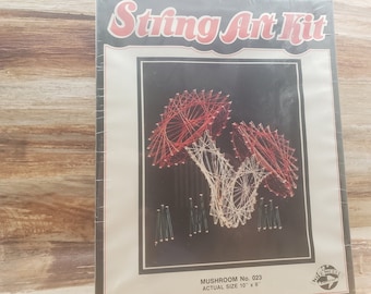 Vintage String art Kit, 1970s . Mushrooms