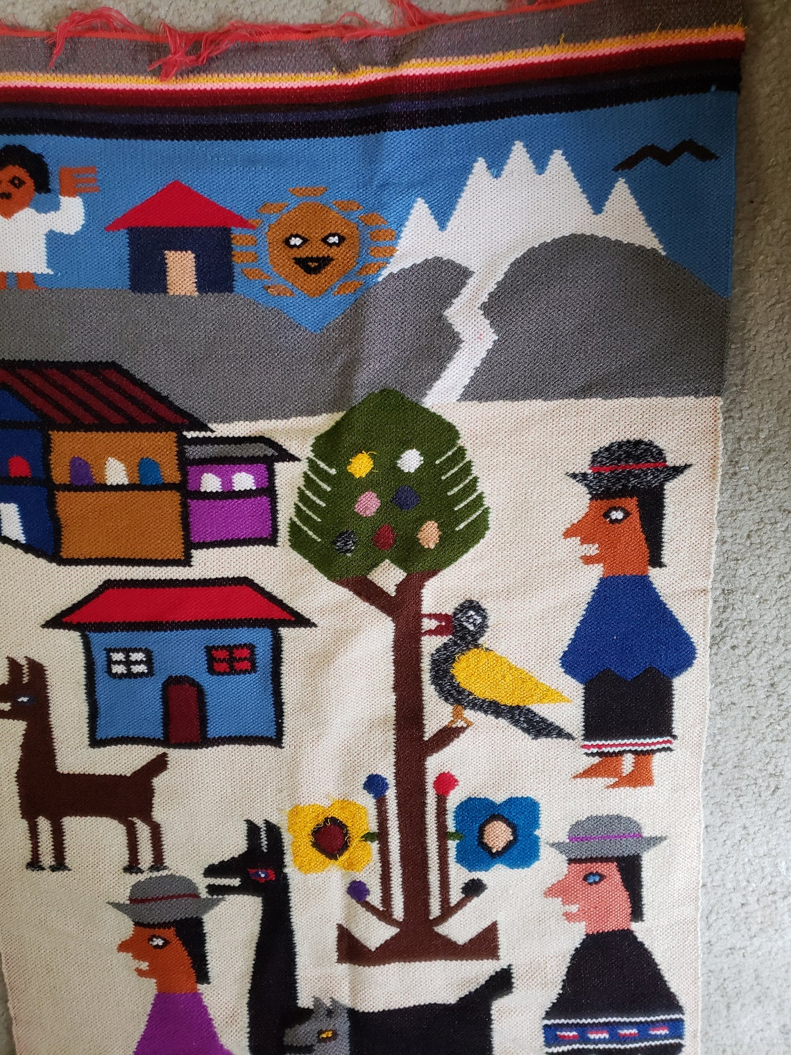 Peruvian Textile Wall Hanging Fiber Art Vintage Peruvian Etsy