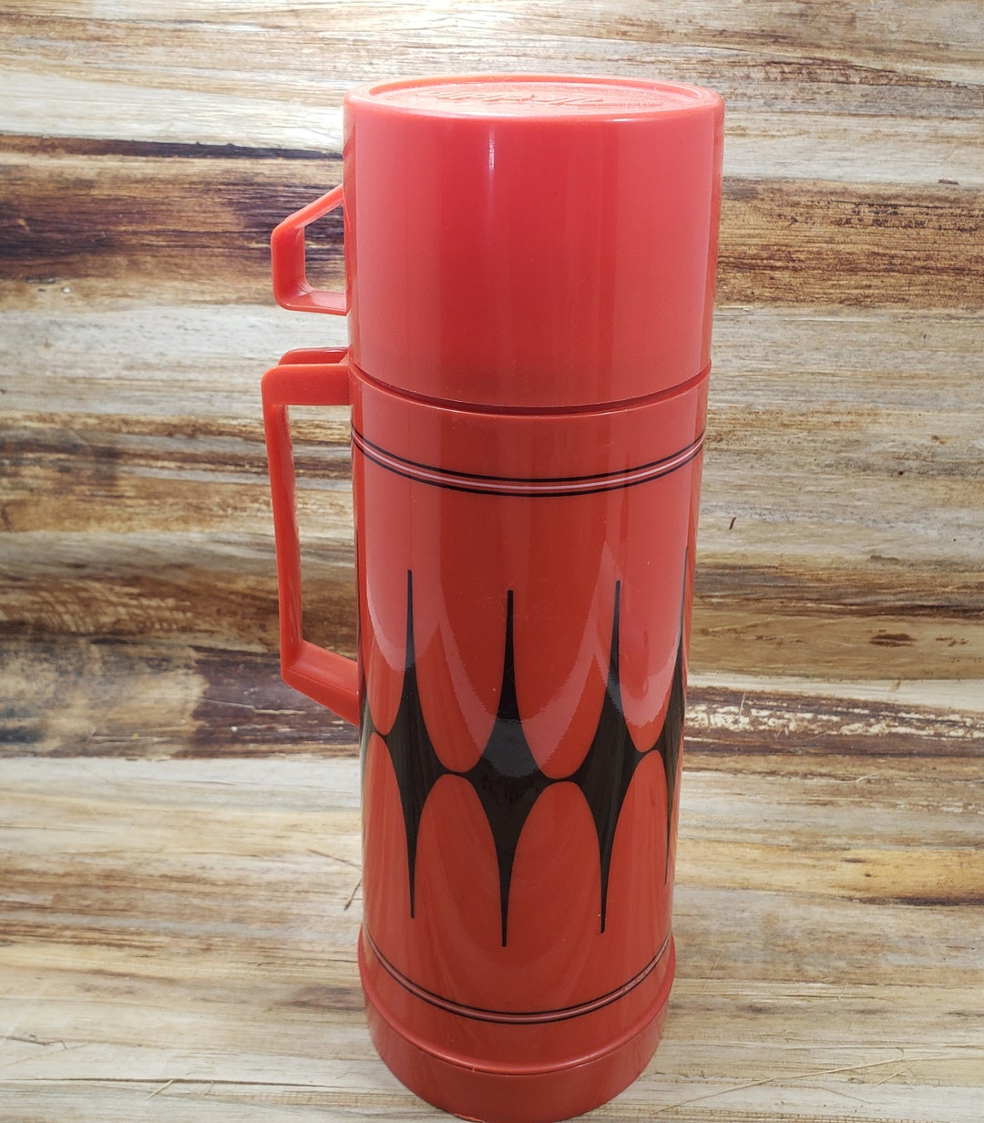 Aladdin Thermos, Black and Red, Diamond 1970s Etsy