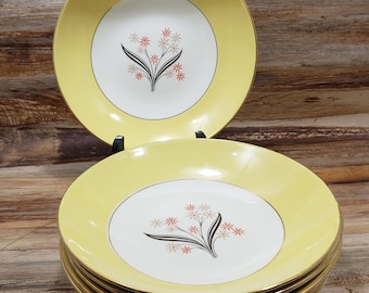 Set of 6 Retro Mid Century bowls Pixie flowers, vintage bowls