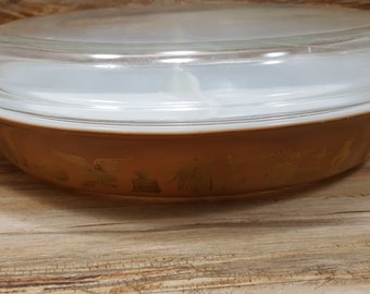 Pyrex, vintage, Early American Divided, 1970s