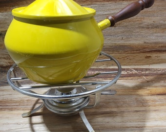 Vintage Fondue Pot with burner, 1970s