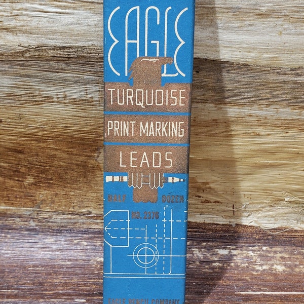 Vintage Eagle  turquoise print marking leads , mid century