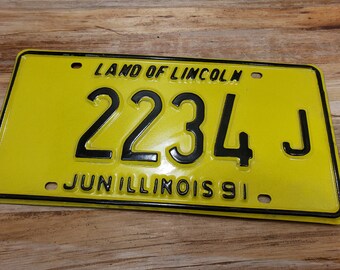 Vintage License Plate Illinois 1991 chicago