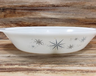 Glasbake Atomic Star Divided Casserole, 1960s-1970s,  mid century starburst