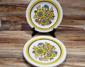 Set of Three Retro Dessert Plates, 1960s Montage Iron Stone, made in Japan
