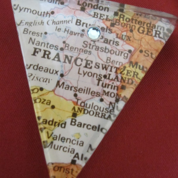 MAP of FRANCE Layered LUCITE Brooch