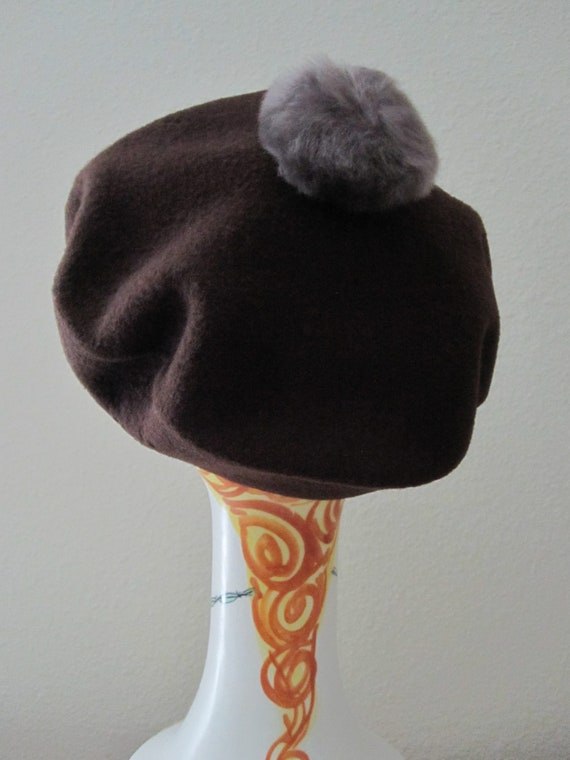 CHILDS BROWN Wool BERET With Faux Fur - image 8