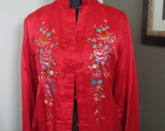 RED SILK ASIAN Jacket/Blouse