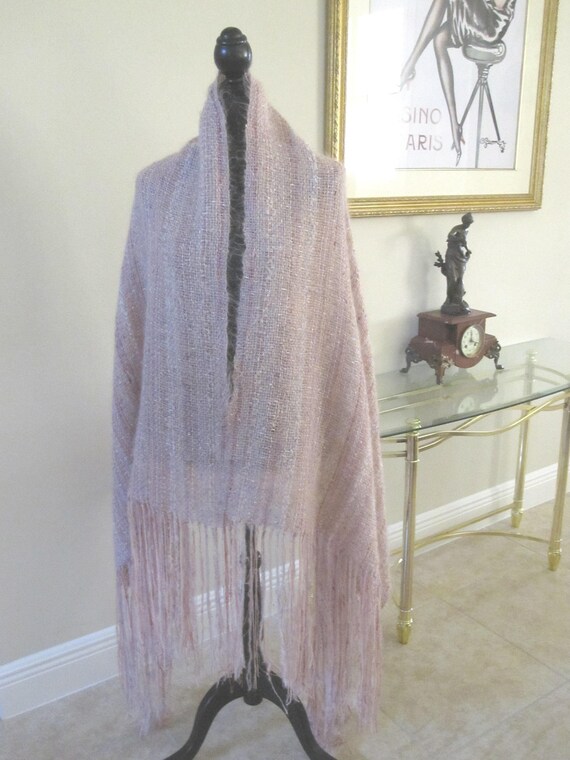 HAND LOOMED WOOL Fringed Wrap - image 7